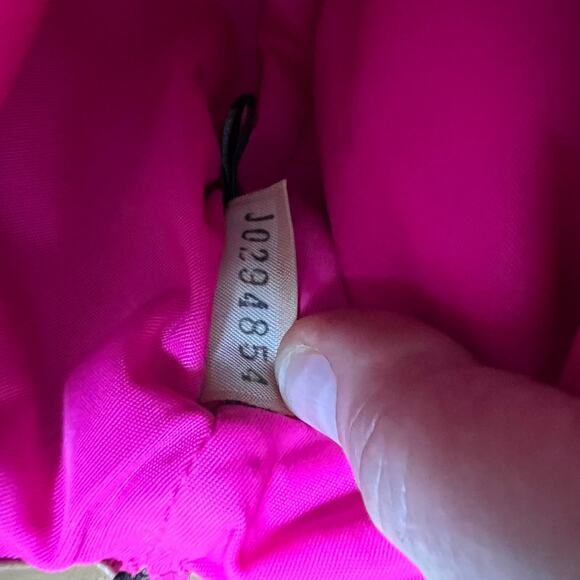 Dooney & Bourke Brown Nylon Leather Framed Kisslock Coin Purse with hot pink in - Picture 4 of 5